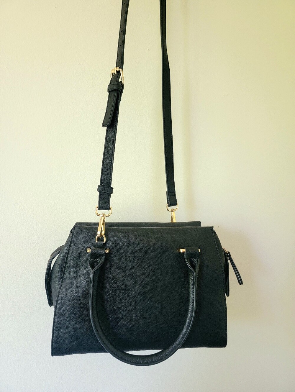 A New Day Black Satchel Handbag with Gold Hardware | Women's Purse